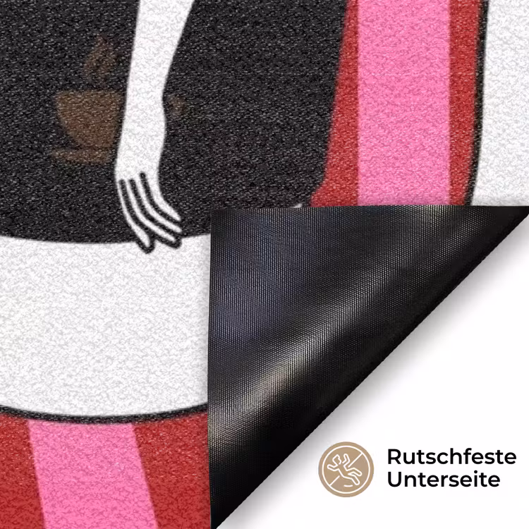 Roze - Strepen - Koffie - Maandag Deurmat klein -antislip_DE