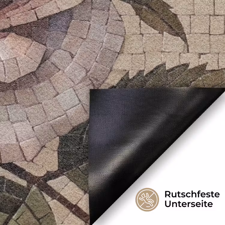 Roos - Mozaïek - Bloemen - Klassiek - Beige Deurmat klein -antislip_DE