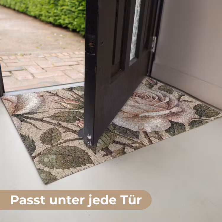 Roos - Mozaïek - Bloemen - Klassiek - Beige Deurmat klein -USP_DE