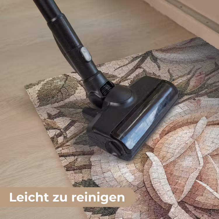 Roos - Mozaïek - Bloemen - Klassiek - Beige Deurmat klein -reinigen_DE