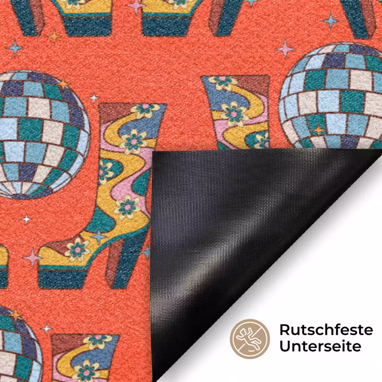 Rood - Disco - Patroon Deurmat klein 898 -antislip_DE
