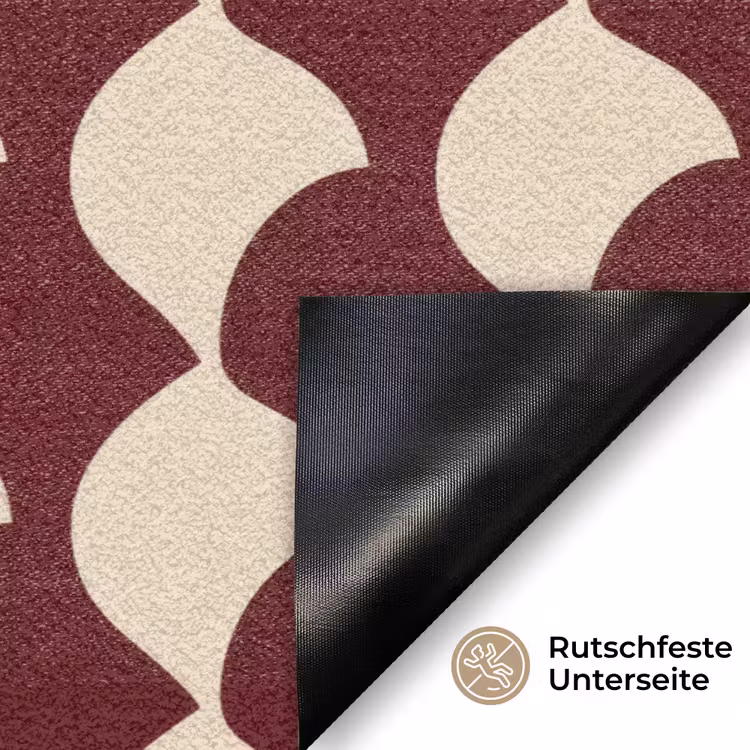 Rood - Tegelpatroon - Crème Deurmat klein 898 -antislip_DE