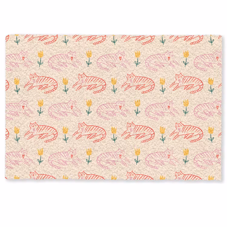 Rood - Roze - Katten - Bloemen Deurmat klein 898 -zkaufland3d