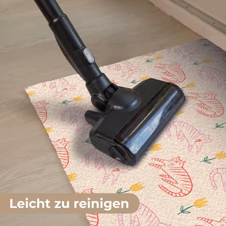 Rood - Roze - Katten - Bloemen Deurmat klein 898 -reinigen_DE