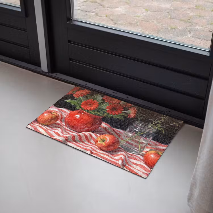 Fußmatte - Rote Blumen – Vase - Rode bloemen - Vaas Deurmat klein