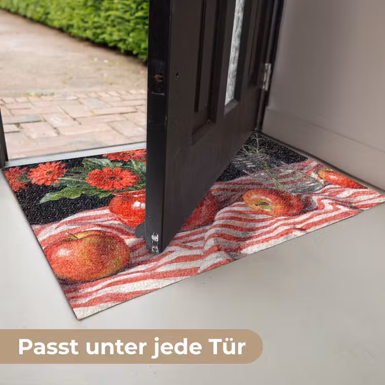Fußmatte - Rote Blumen – Vase - Rode bloemen - Vaas Deurmat klein