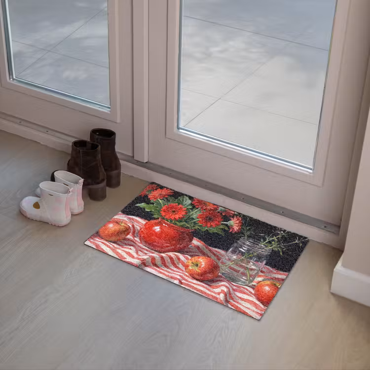 Fußmatte - Rote Blumen – Vase - Rode bloemen - Vaas Deurmat klein