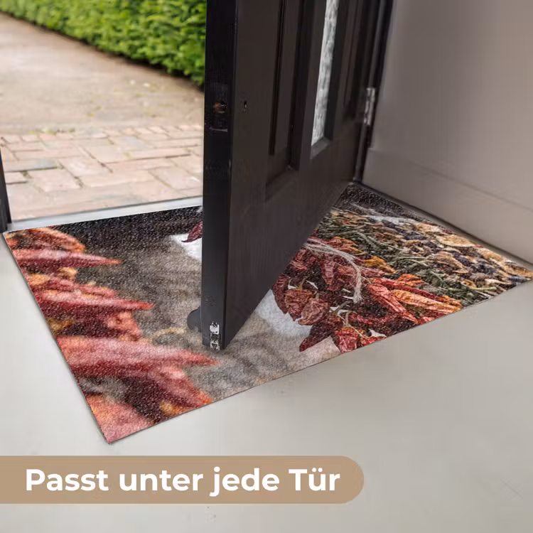 Fußmatte - Rote Chilischoten – Essen - Rode pepers - Eten Deurmat klein