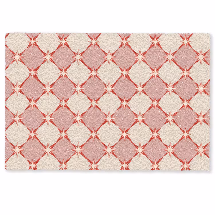 Ruiten - Sterren - Vintage - Oudroze - Rood Deurmat klein 898 -zkaufland3d