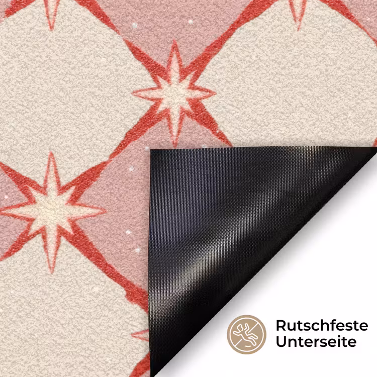 Ruiten - Sterren - Vintage - Oudroze - Rood Deurmat klein 898 -antislip_DE