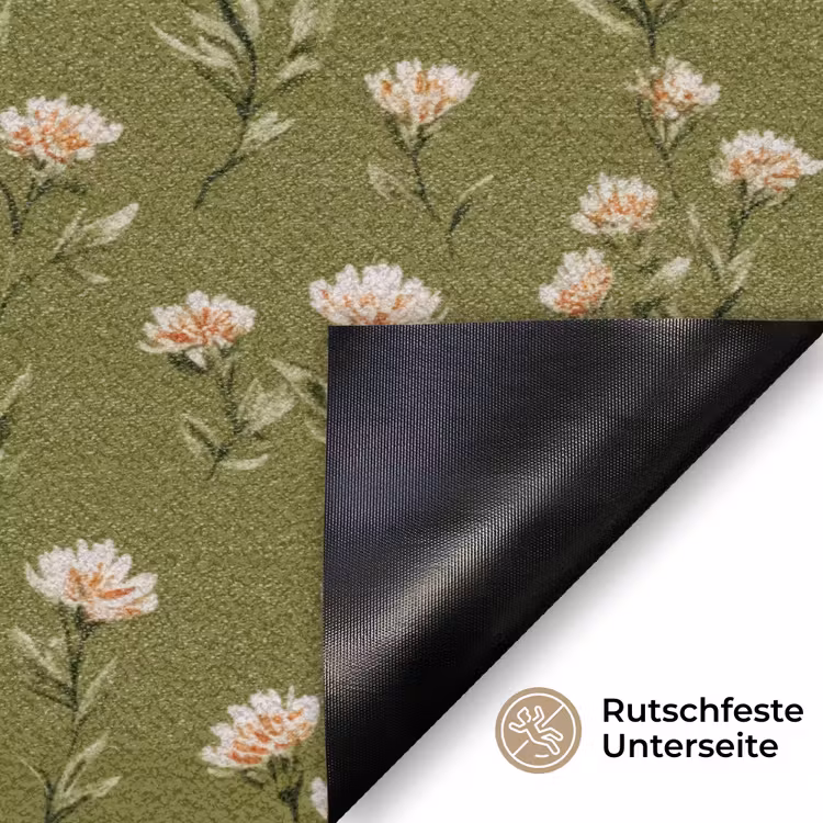 Landelijk - Bloemen - Groen Deurmat klein 898 -antislip_DE