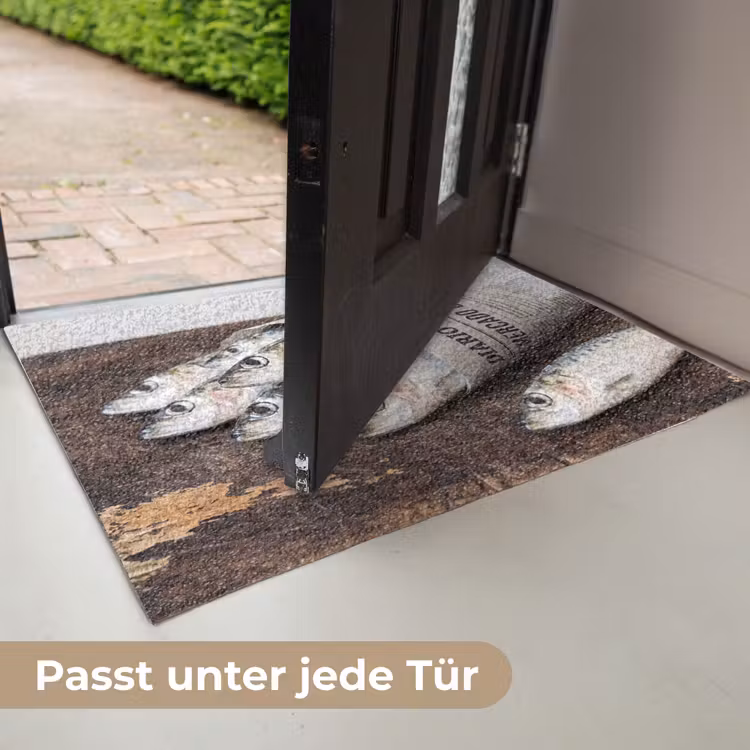 Fußmatte - Sardine – Zeitung – Schneidebrett - Sardientje - krant - snijplank Deurmat klein