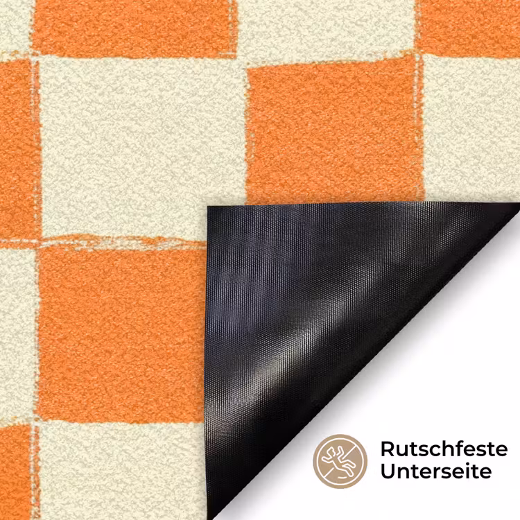 Schaak - Patroon - Oranje Deurmat klein 898 -antislip_DE