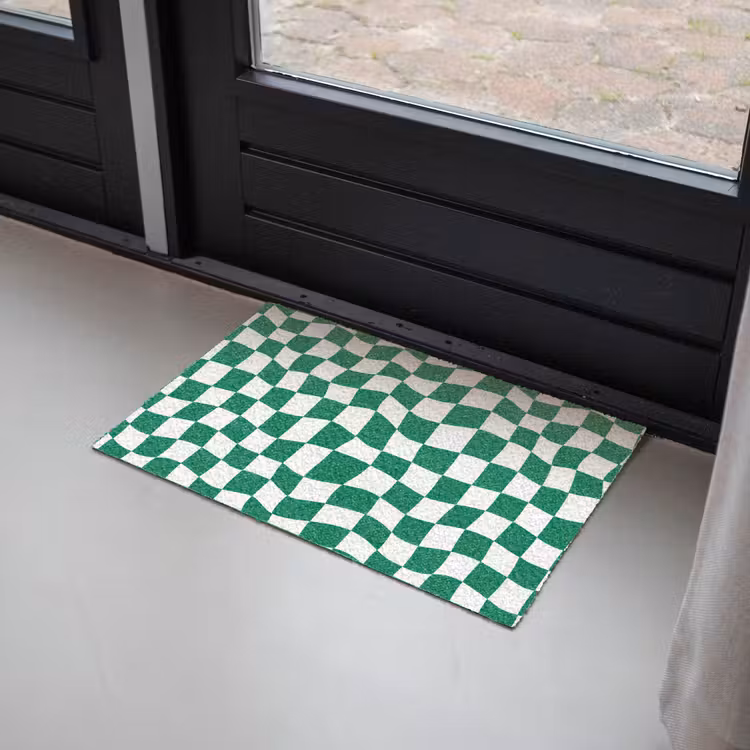 Schaakbord - Golvend - Groen Deurmat klein 898 -sfeer2