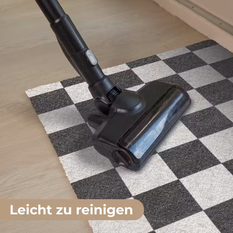 Dambord - Marmer - Zwart - Wit Deurmat klein 898 -reinigen_DE