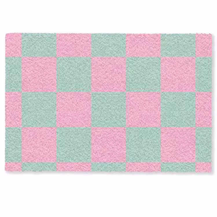 Schaakbord patroon - Groen - Roze - Blokjes Deurmat klein -zkaufland3d