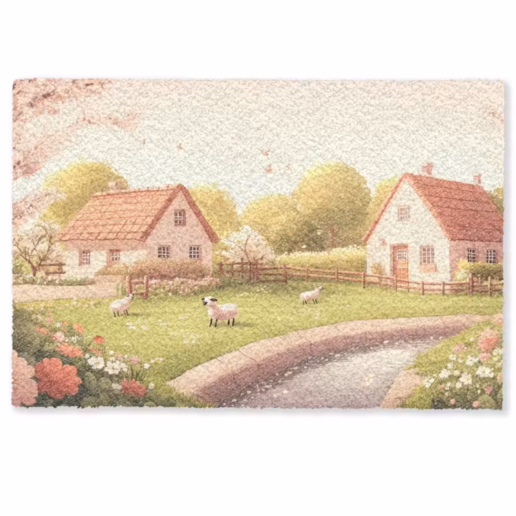 Schapen - Huisje - Platteland Deurmat klein -zkaufland3d