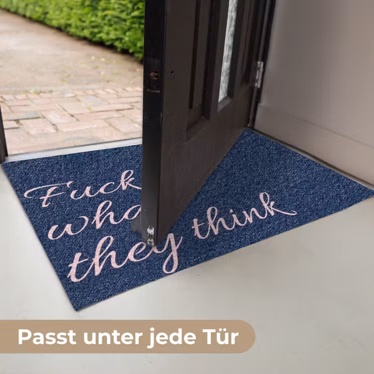 Fuck what they think - Blauw - Cursief Deurmat klein -USP_DE
