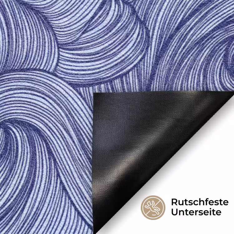 Schip - Golven - Zee - Illustratie - Blauw Deurmat klein -antislip_DE