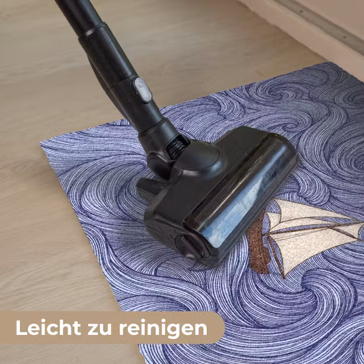 Schip - Golven - Zee - Illustratie - Blauw Deurmat klein -reinigen_DE