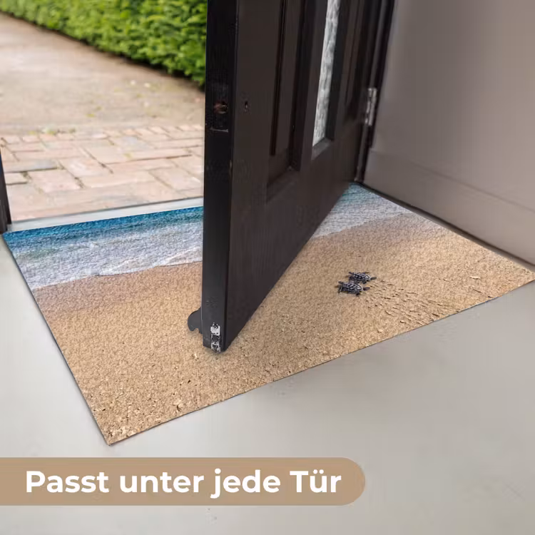 Schildpad - Jong - Strand - Oceaan - Blauw Deurmat klein -USP_DE