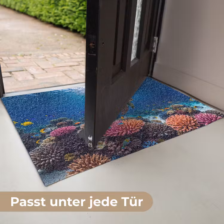 Schildpad - Koraalrif - Oceaan - Dieren - Blauw Deurmat klein -USP_DE