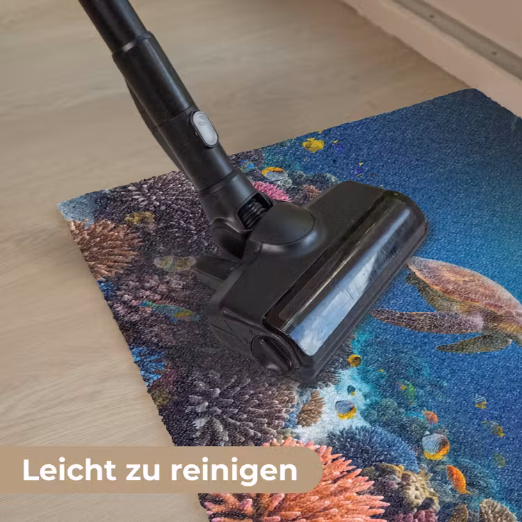 Schildpad - Koraalrif - Oceaan - Dieren - Blauw Deurmat klein -reinigen_DE