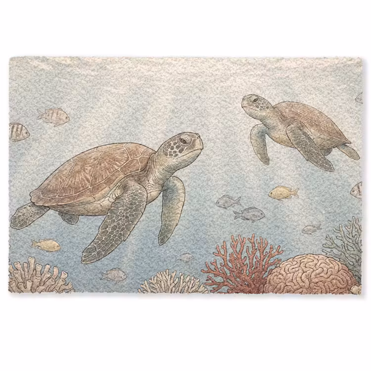 Schildpad - Onderwater - Natuur - Illustratie Deurmat klein -zkaufland3d