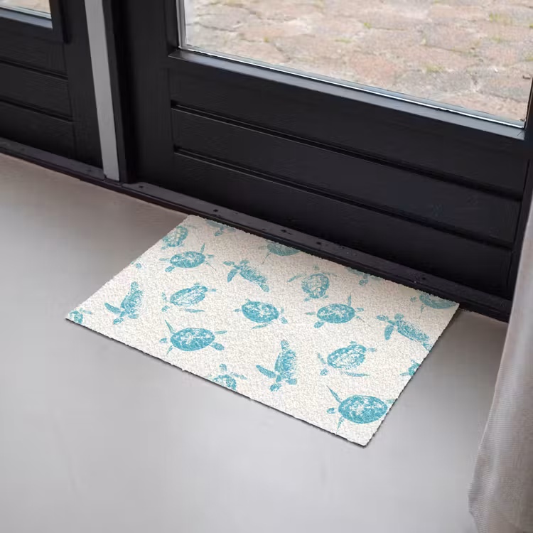 Schildpadden - Patroon - Wit - Blauw Deurmat klein -sfeer2