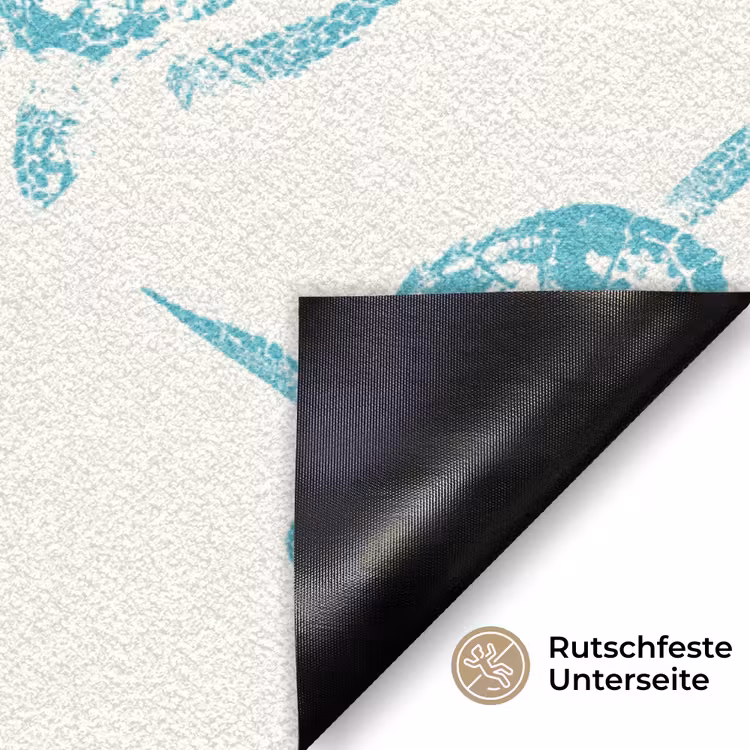 Schildpadden - Patroon - Wit - Blauw Deurmat klein -antislip_DE