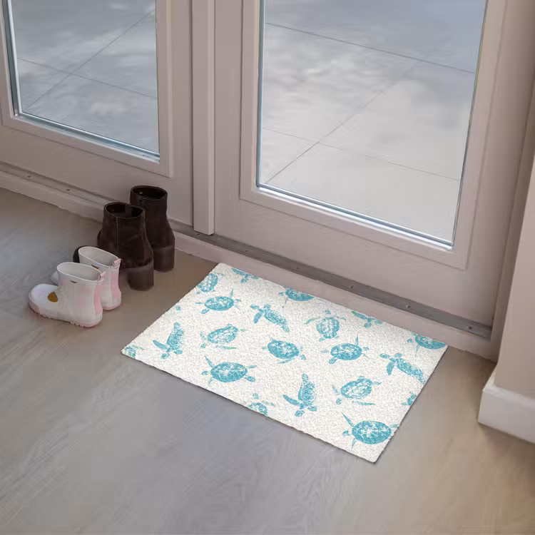 Schildpadden - Patroon - Wit - Blauw Deurmat klein -sfeer3