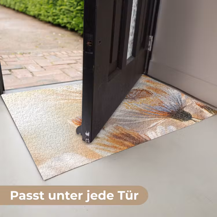 Vlinder - Bloem - Oranje Deurmat klein -USP_DE