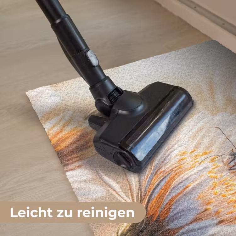Vlinder - Bloem - Oranje Deurmat klein -reinigen_DE