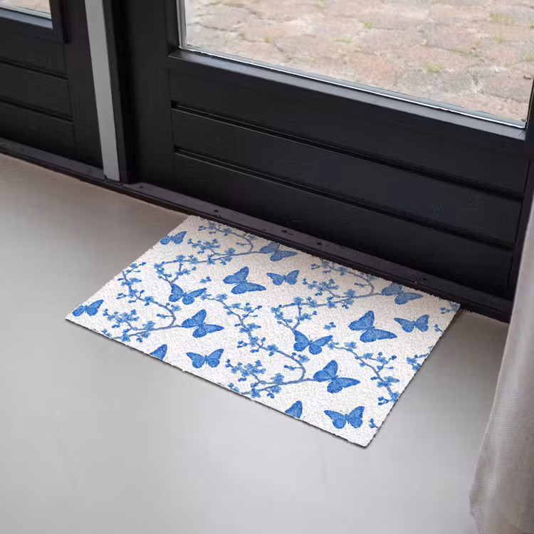 Vlinder - Bloemen - Blauw Deurmat klein 898 -sfeer2