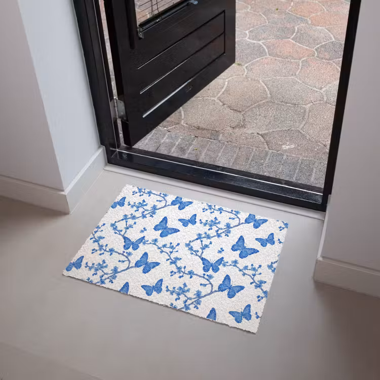 Vlinder - Bloemen - Blauw Deurmat klein 898 -sfeer5