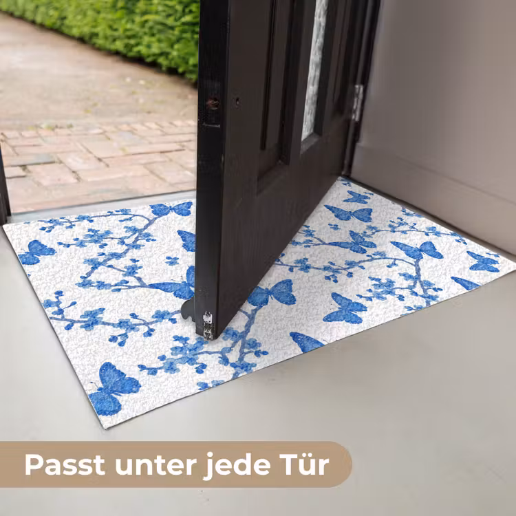 Vlinder - Bloemen - Blauw Deurmat klein 898 -USP_DE