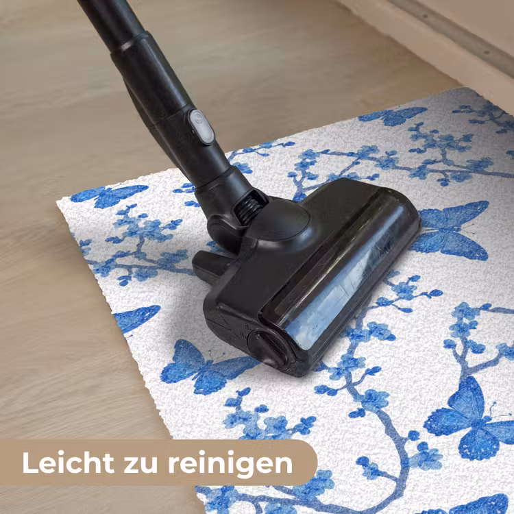 Vlinder - Bloemen - Blauw Deurmat klein 898 -reinigen_DE