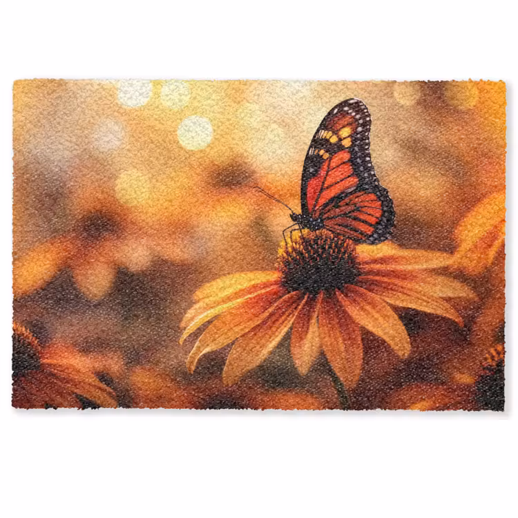 Vlinder - Bloemen - Oranje Deurmat klein -zkaufland3d