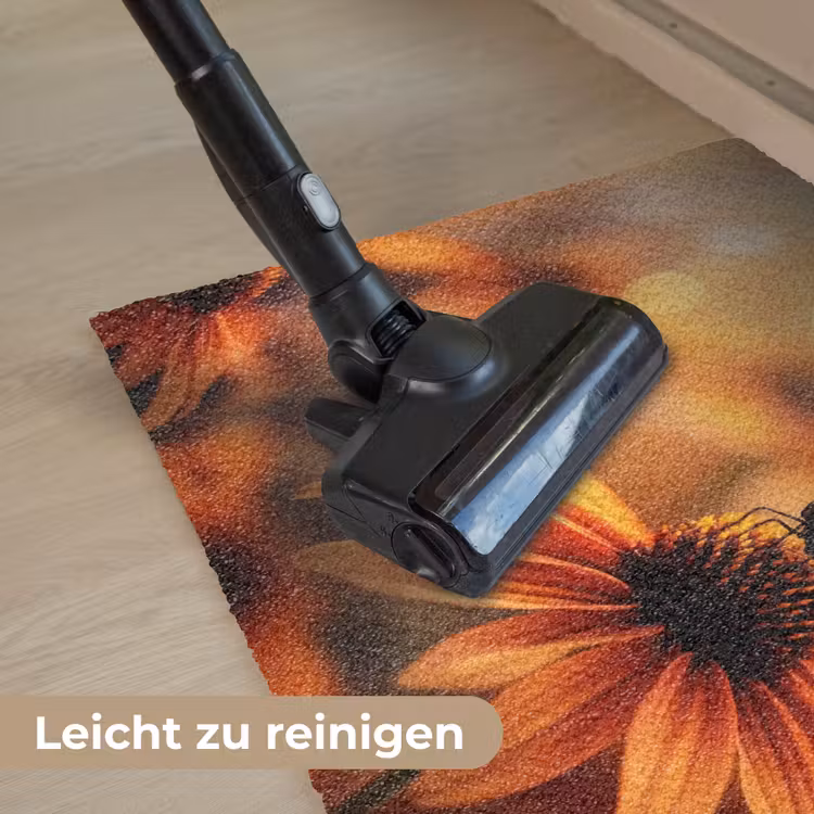 Vlinder - Bloemen - Oranje Deurmat klein -reinigen_DE