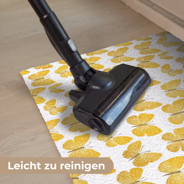 Vlinders - Botanisch - Illustratie - Geel - Wit Deurmat klein 898 -reinigen_DE
