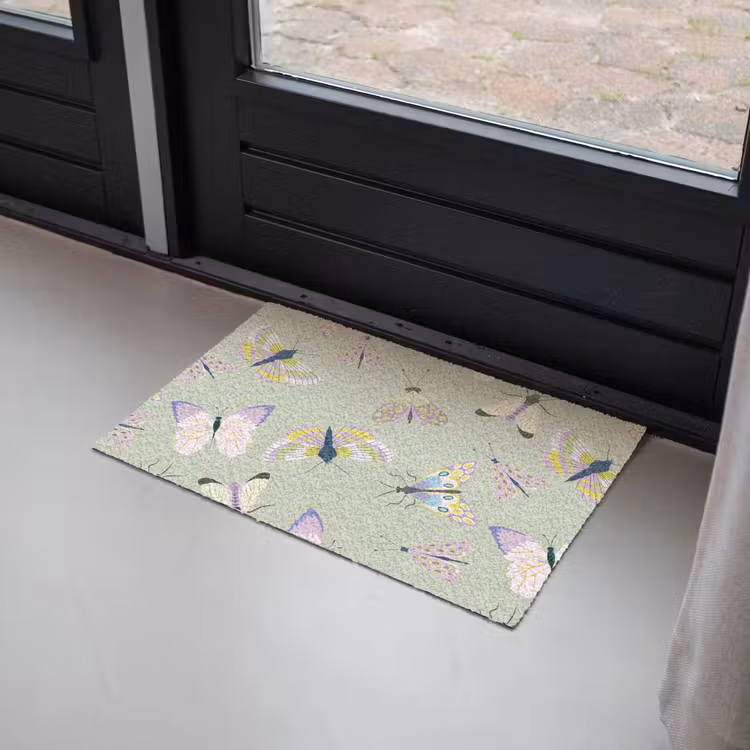 Vlinders - Insecten - Groen - Kleurrijk Deurmat klein -sfeer2