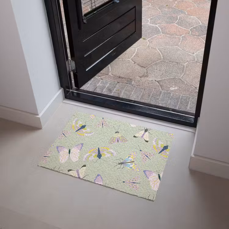 Vlinders - Insecten - Groen - Kleurrijk Deurmat klein -sfeer5