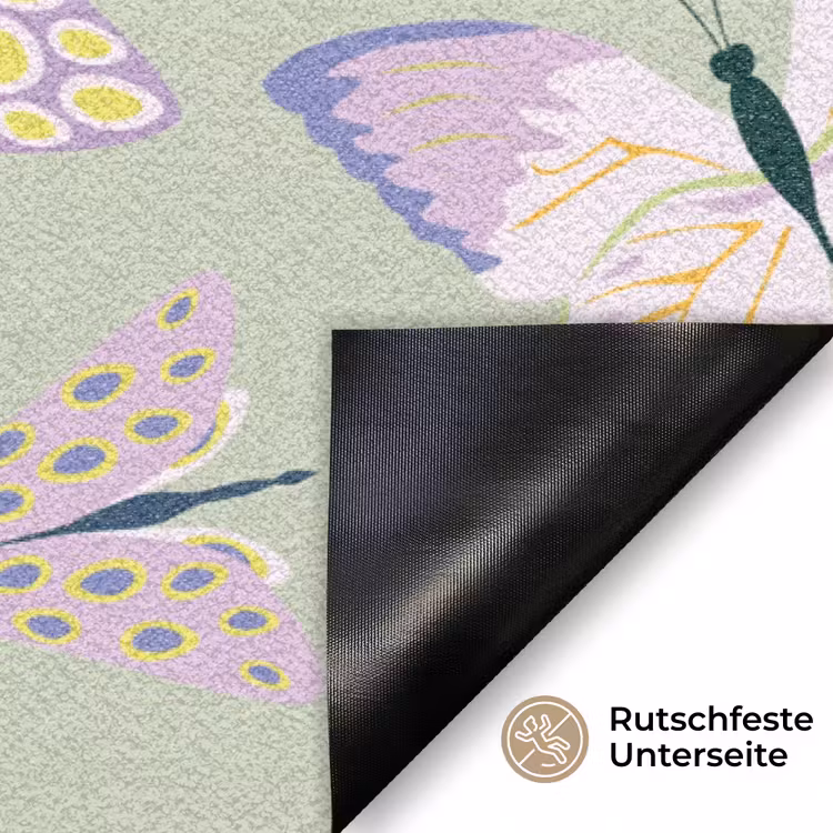 Vlinders - Insecten - Groen - Kleurrijk Deurmat klein -antislip_DE