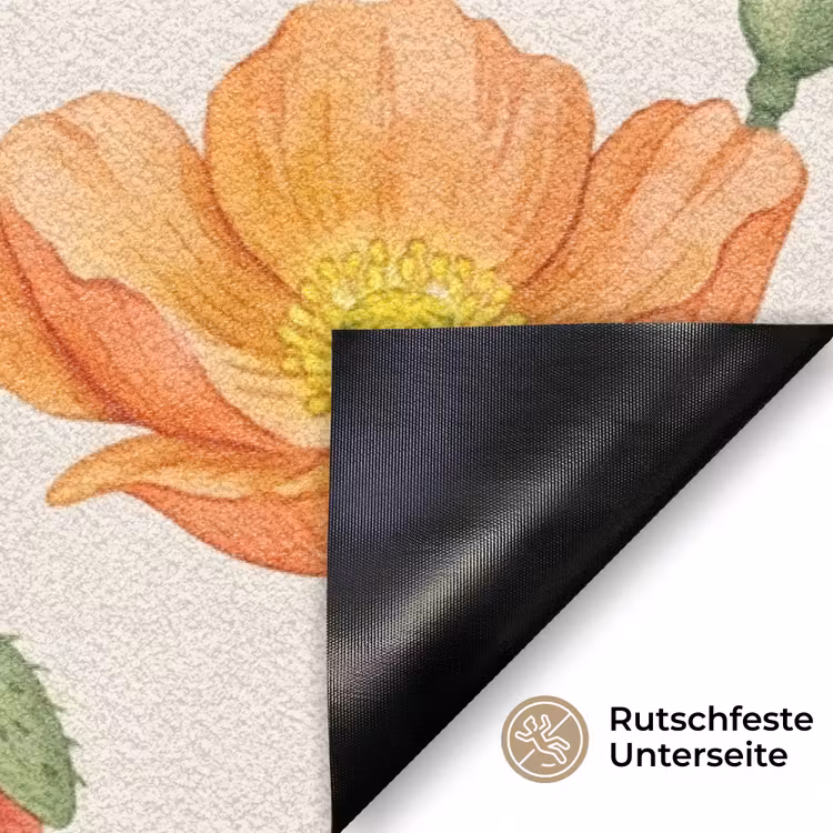 Vlinders - Klaprozen - Illustratie - Kleurrijk Deurmat klein -antislip_DE