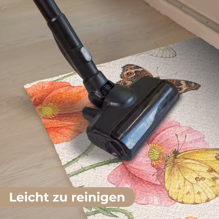 Vlinders - Klaprozen - Illustratie - Kleurrijk Deurmat klein -reinigen_DE