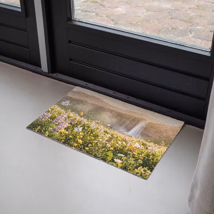 Vlinders - Waterval - Bloemenveld Deurmat klein -sfeer2