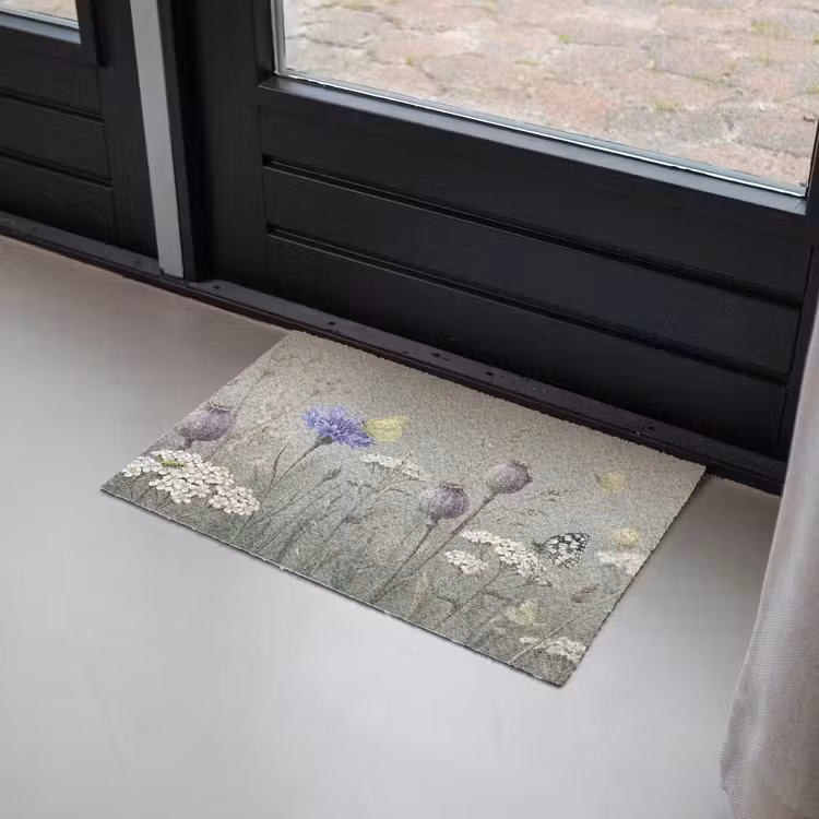 Vlinders - Wildbloemen - Illustratie - Kleurrijk Deurmat klein -sfeer2