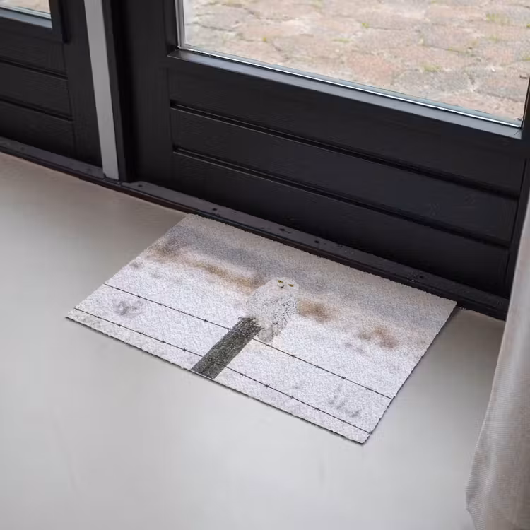 Sneeuwuil - Hek - Sneeuw - Wit Deurmat klein -sfeer2