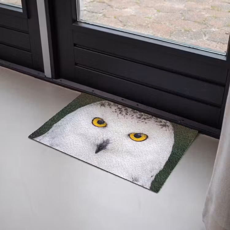 Sneeuwuil - Portret - Geel Deurmat klein -sfeer2