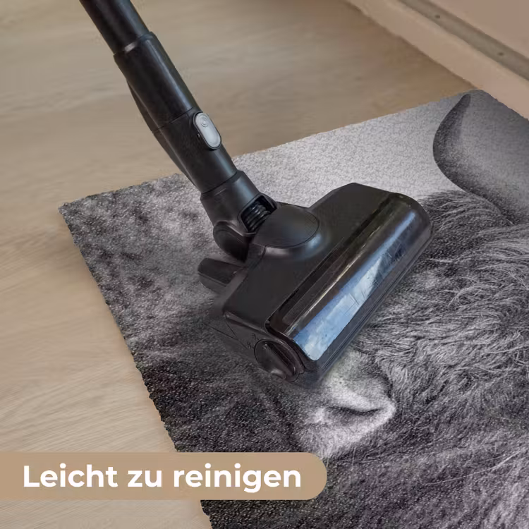 Schotse hooglander - Zwart - Wit - Gras Deurmat klein -reinigen_DE